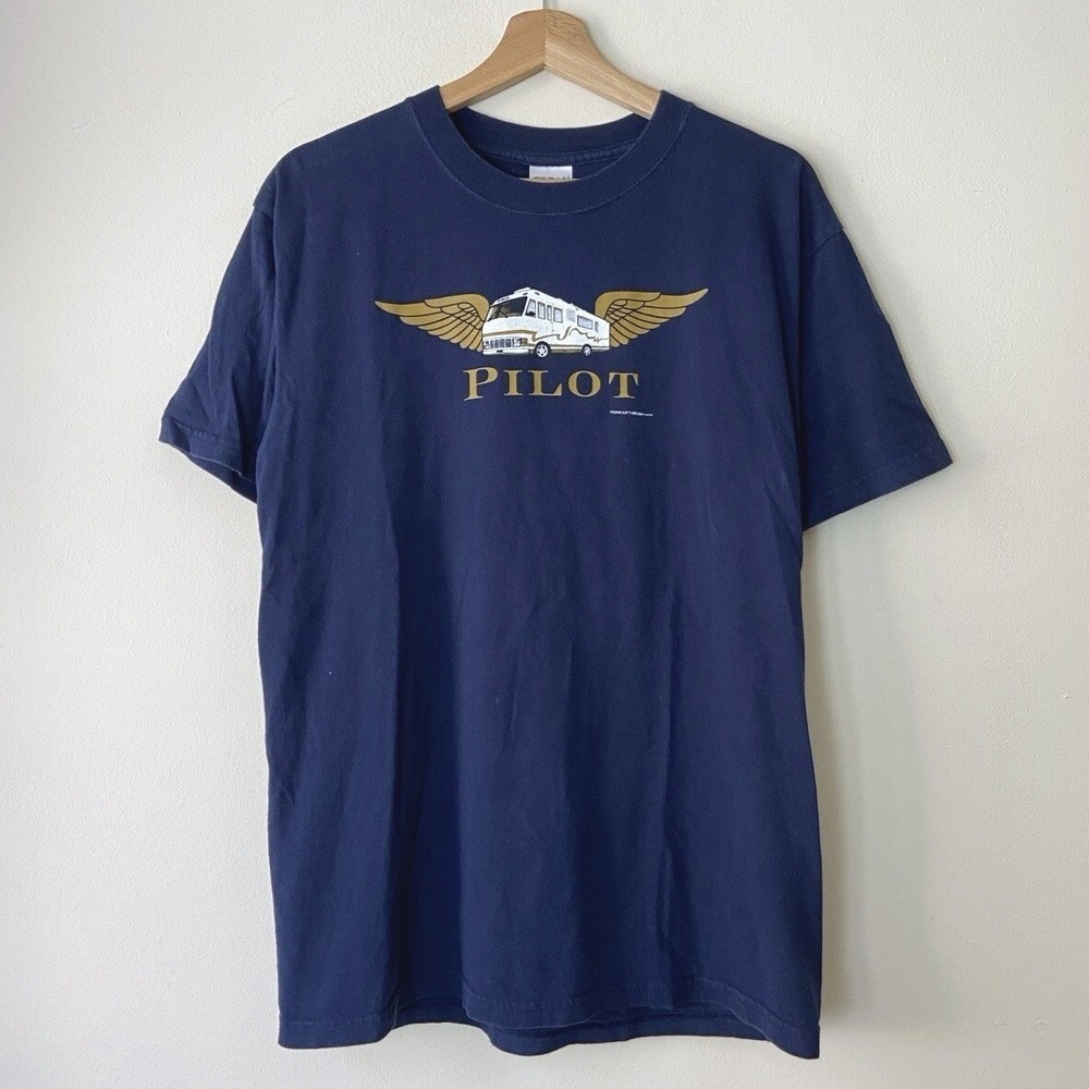 Vintage y2k Tom Sawyer's Pilot RV Park Band 2004 Navy Tee Shirt - Medium